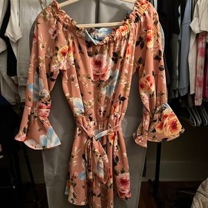 Long sleeve floral print romper